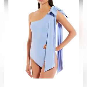 Gianni Bini x Venita Aspen Blue One Shoulder Bow Bathing Swimsuit
